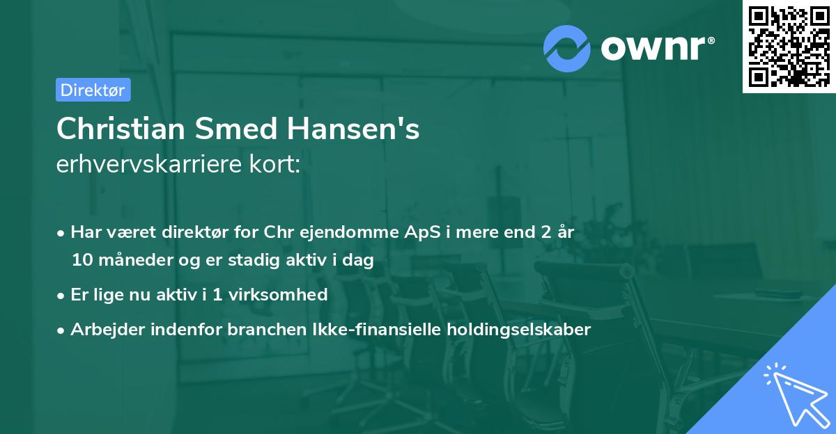 Christian Smed Hansen's erhvervskarriere kort