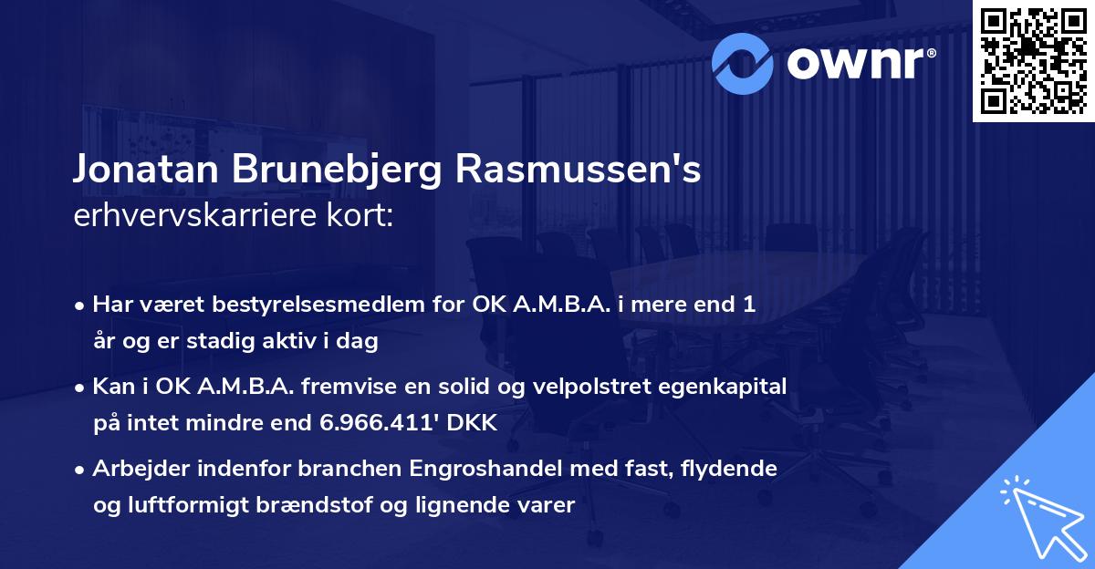 Jonatan Brunebjerg Rasmussen's erhvervskarriere kort