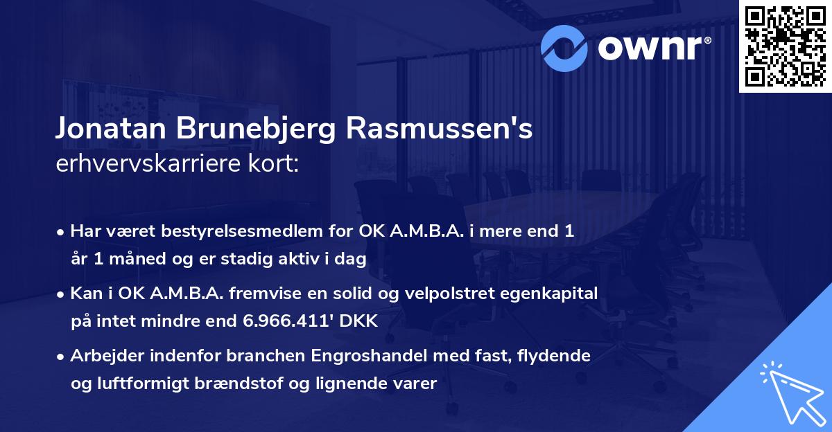 Jonatan Brunebjerg Rasmussen's erhvervskarriere kort