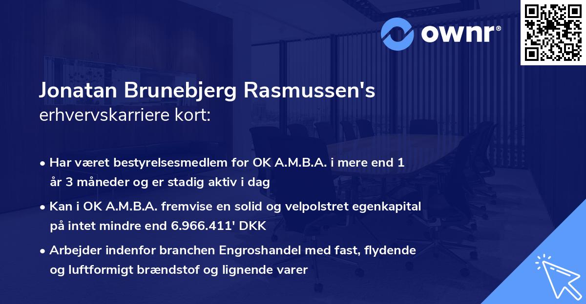 Jonatan Brunebjerg Rasmussen's erhvervskarriere kort