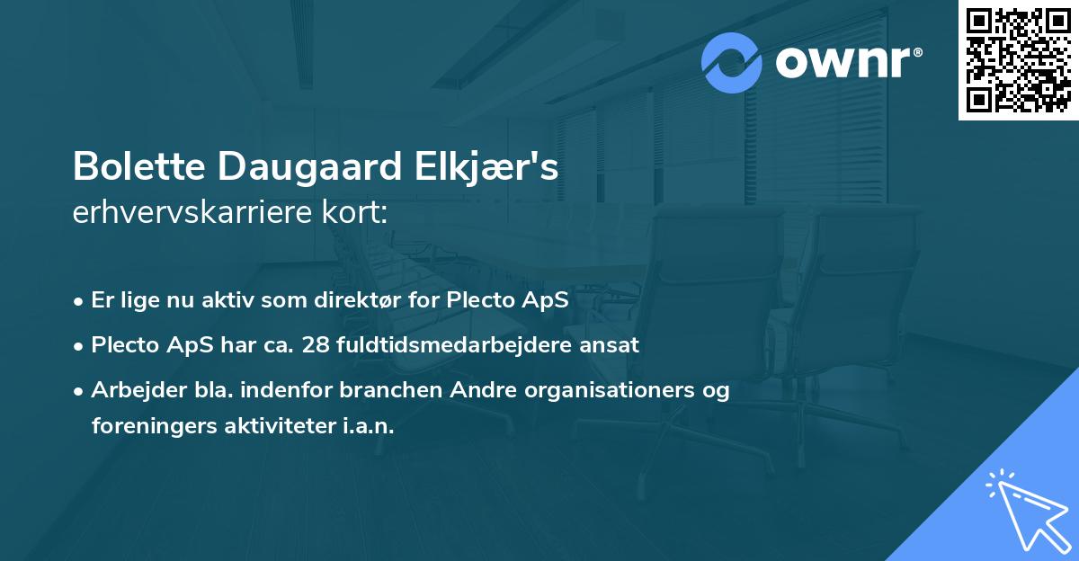 Bolette Daugaard Elkjær's erhvervskarriere kort