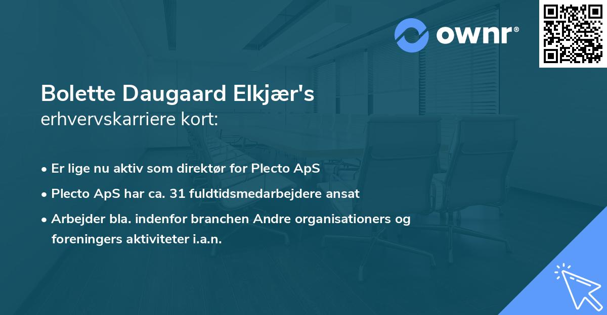 Bolette Daugaard Elkjær's erhvervskarriere kort