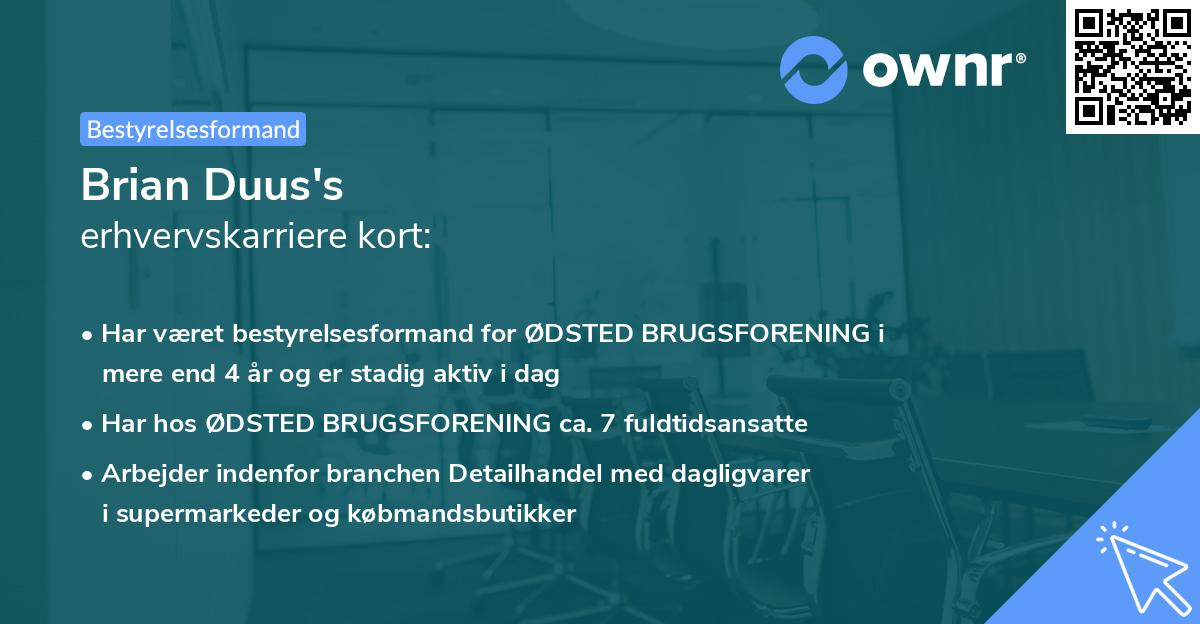 Brian Duus's erhvervskarriere kort