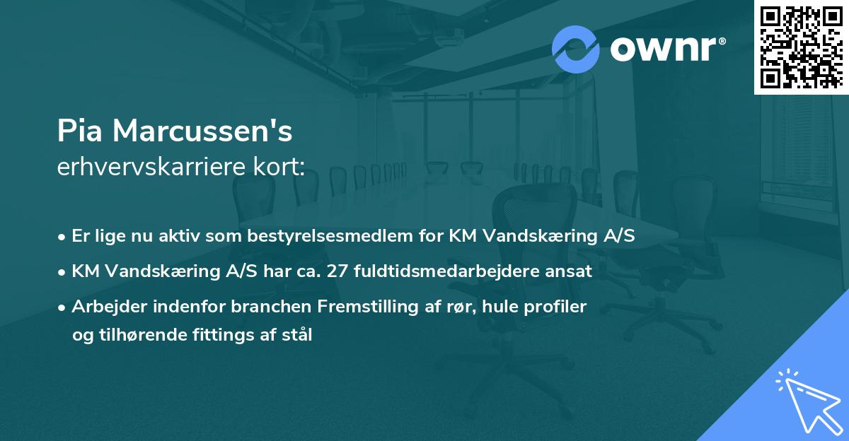 Pia Marcussen's erhvervskarriere kort