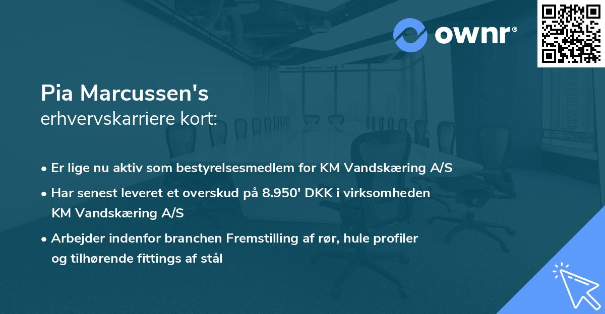 Pia Marcussen's erhvervskarriere kort