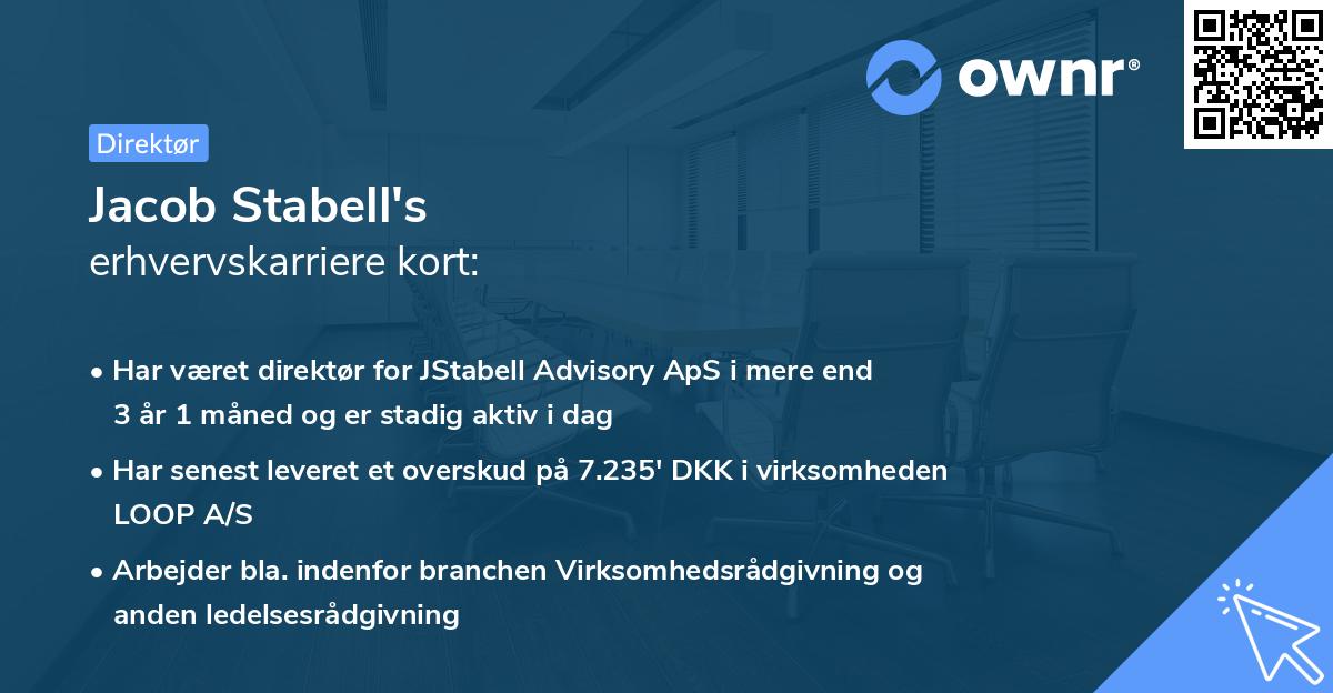 Jacob Stabell's erhvervskarriere kort