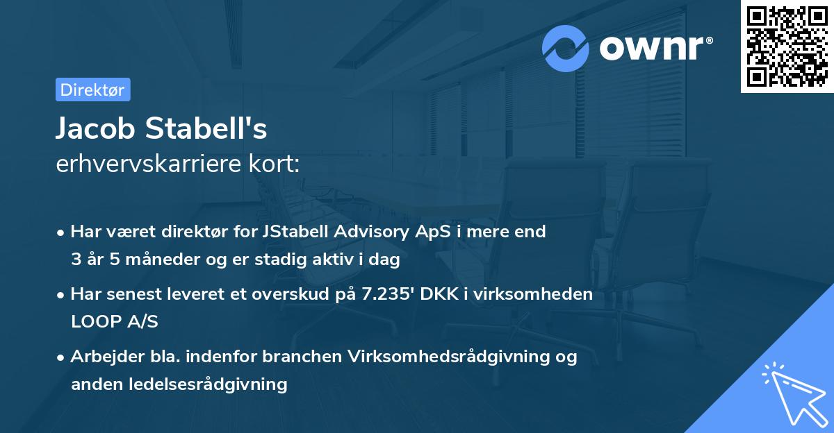 Jacob Stabell's erhvervskarriere kort