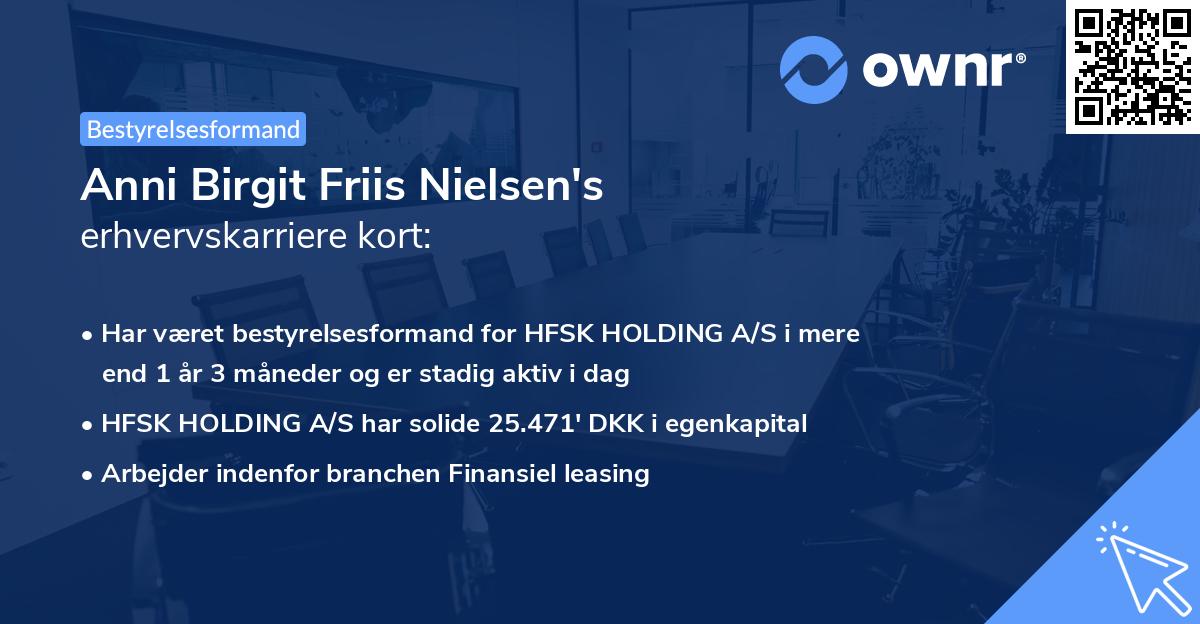 Anni Birgit Friis Nielsen's erhvervskarriere kort