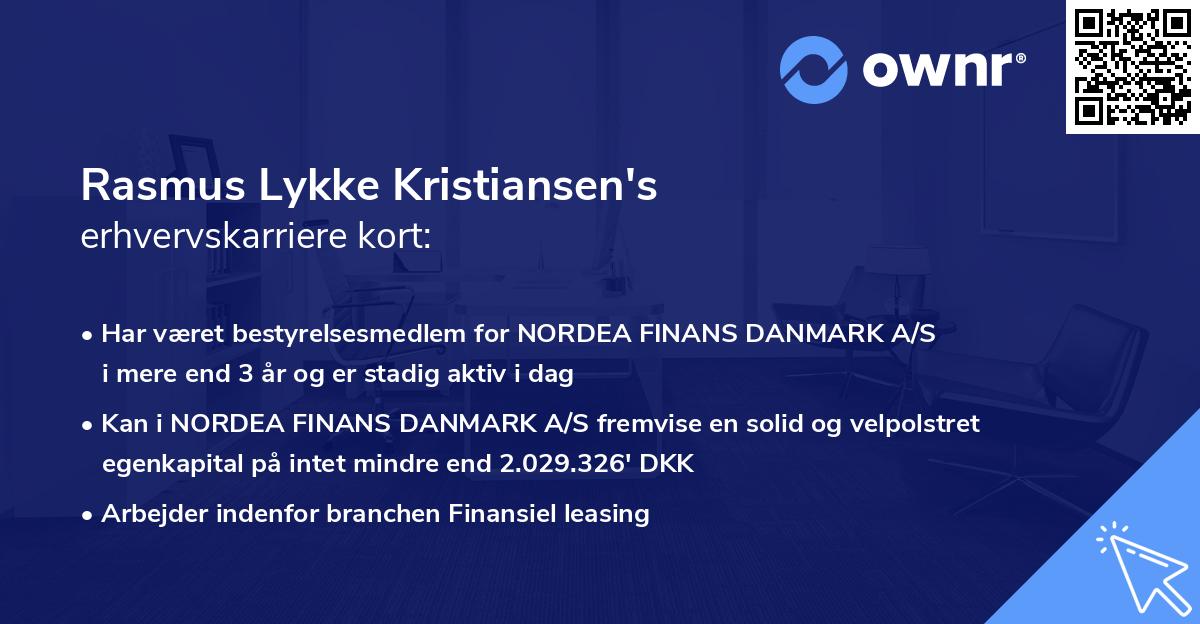 Rasmus Lykke Kristiansen's erhvervskarriere kort