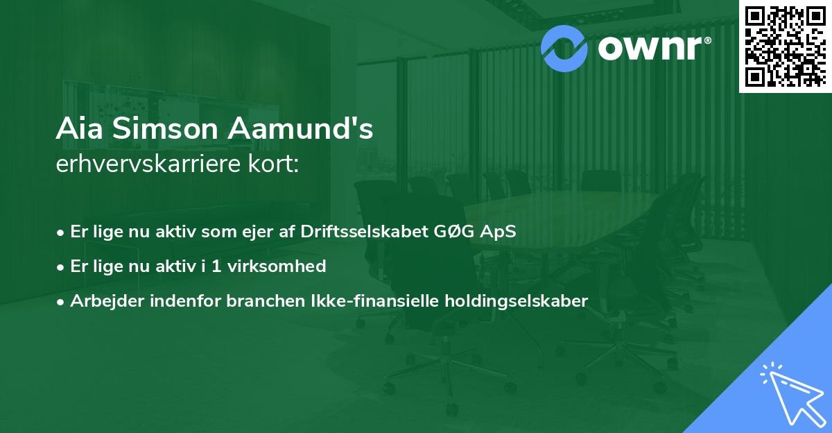 Aia Simson Aamund's erhvervskarriere kort