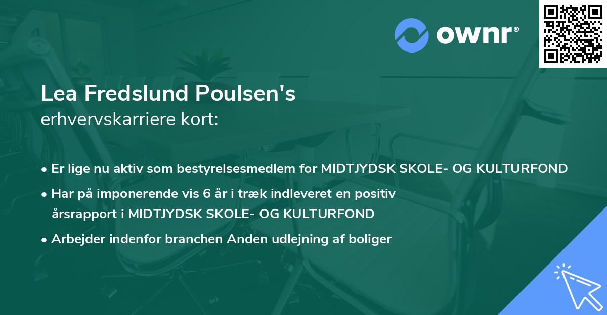 Lea Fredslund Poulsen's erhvervskarriere kort