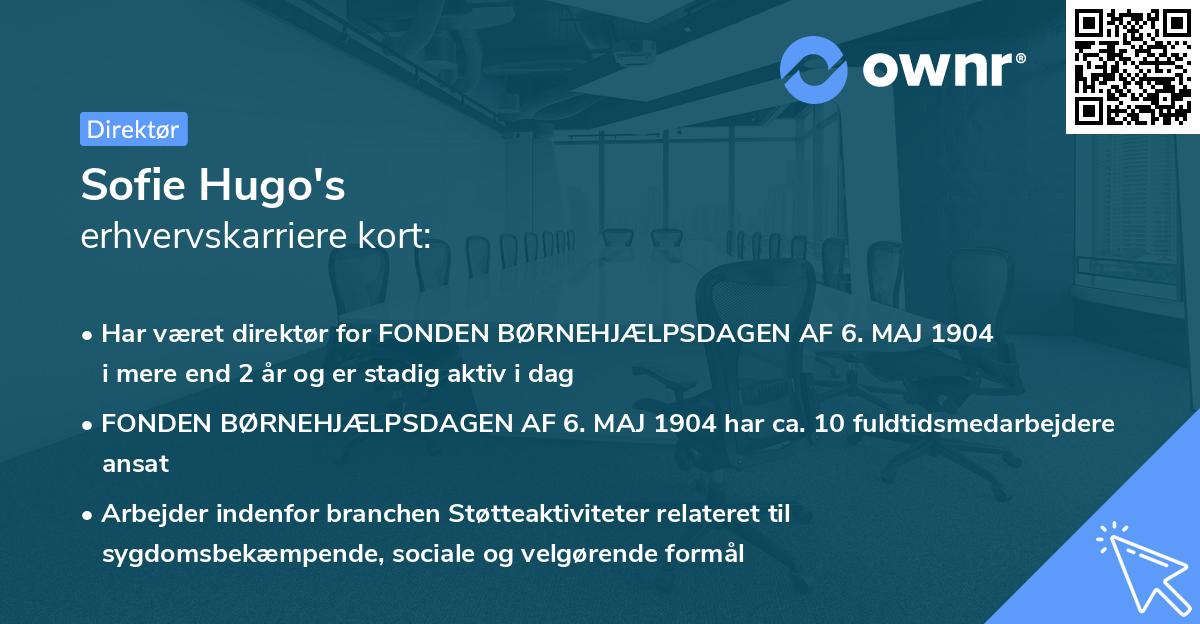 Sofie Hugo's erhvervskarriere kort