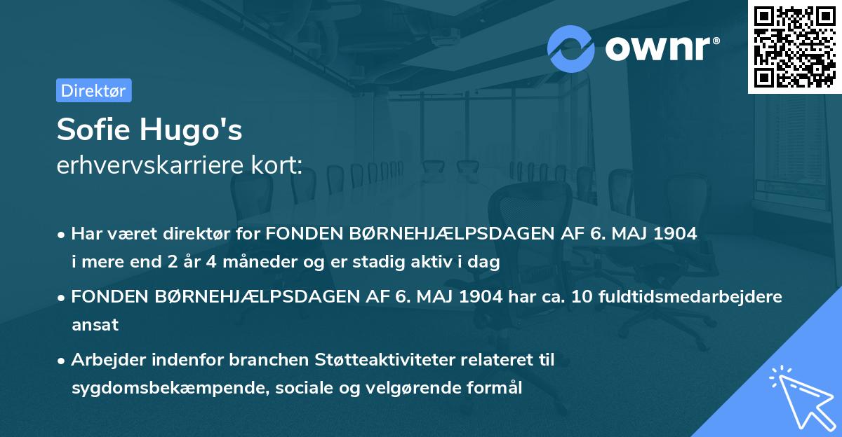 Sofie Hugo's erhvervskarriere kort