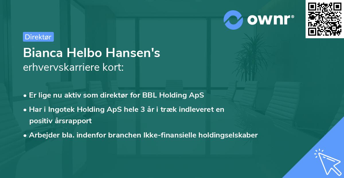 Bianca Helbo Hansen's erhvervskarriere kort