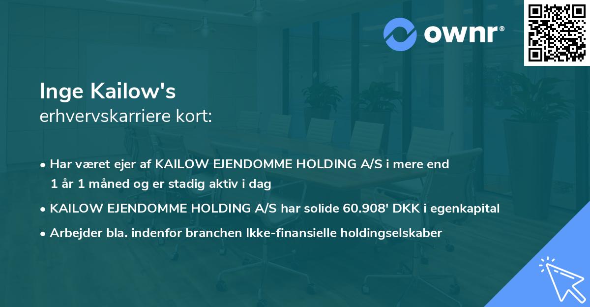 Inge Kailow's erhvervskarriere kort