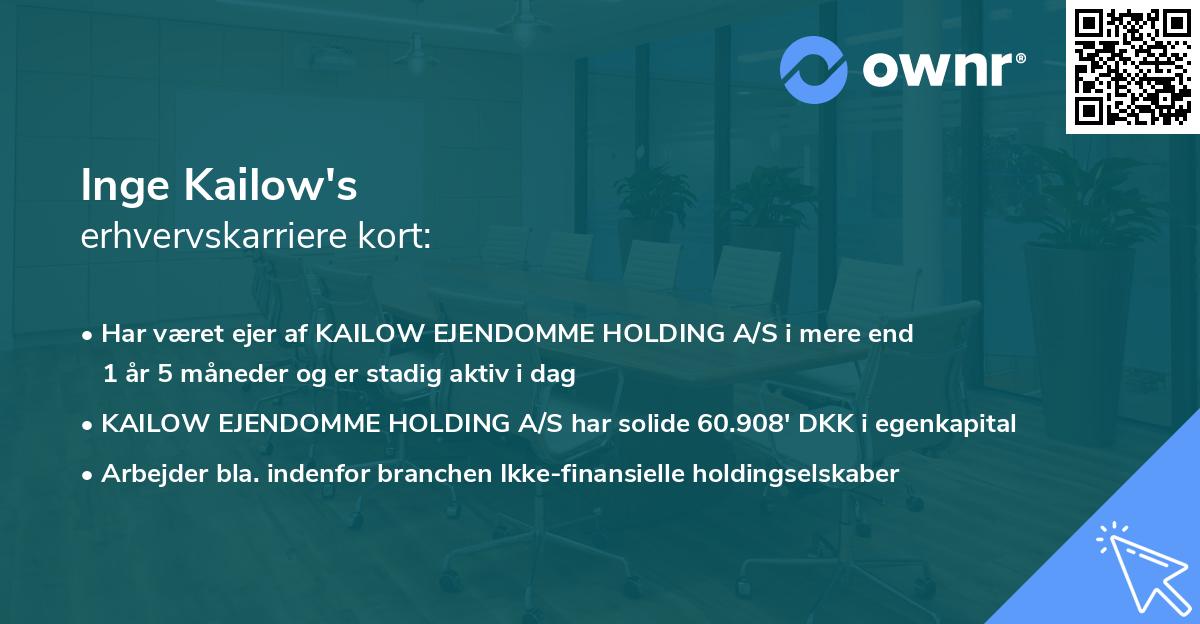 Inge Kailow's erhvervskarriere kort