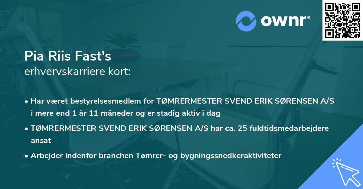 Pia Riis Fast's erhvervskarriere kort