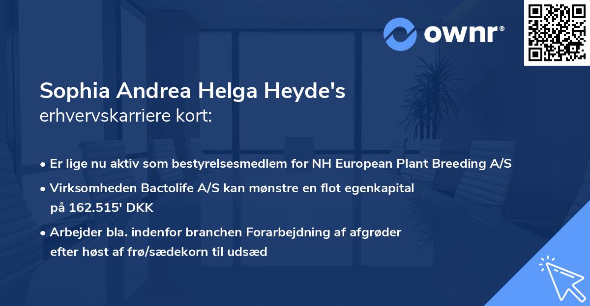 Sophia Andrea Helga Heyde's erhvervskarriere kort