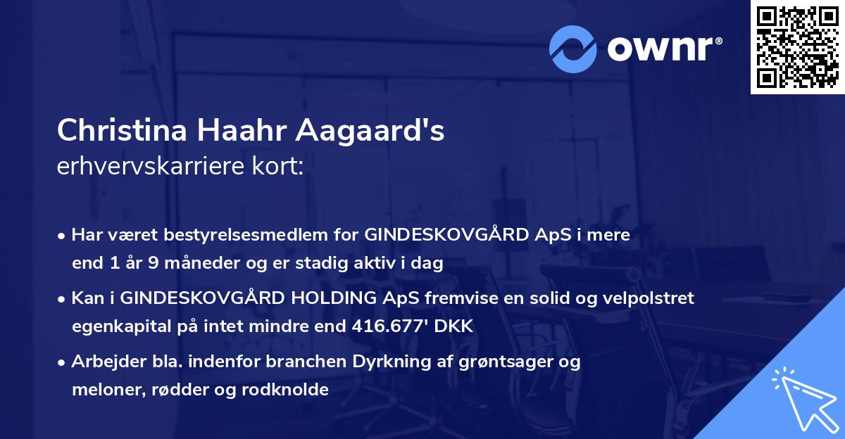 Christina Haahr Aagaard's erhvervskarriere kort