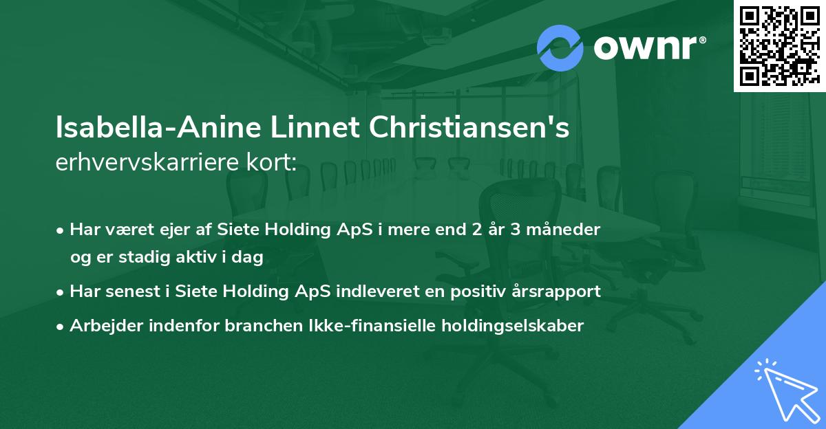 Isabella-Anine Linnet Christiansen's erhvervskarriere kort
