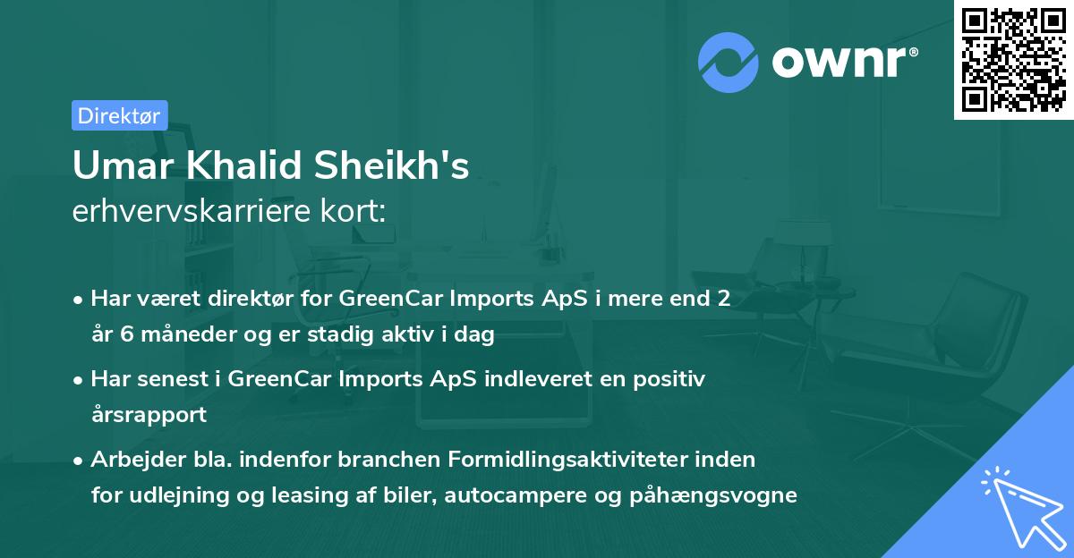 Umar Khalid Sheikh's erhvervskarriere kort