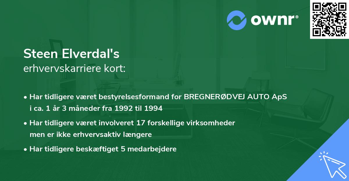 Steen Elverdal's erhvervskarriere kort