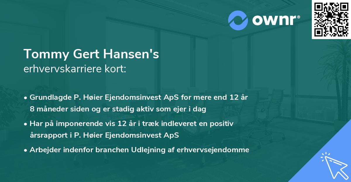 Tommy Gert Hansen's erhvervskarriere kort