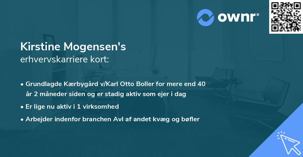 Kirstine Mogensen's erhvervskarriere kort