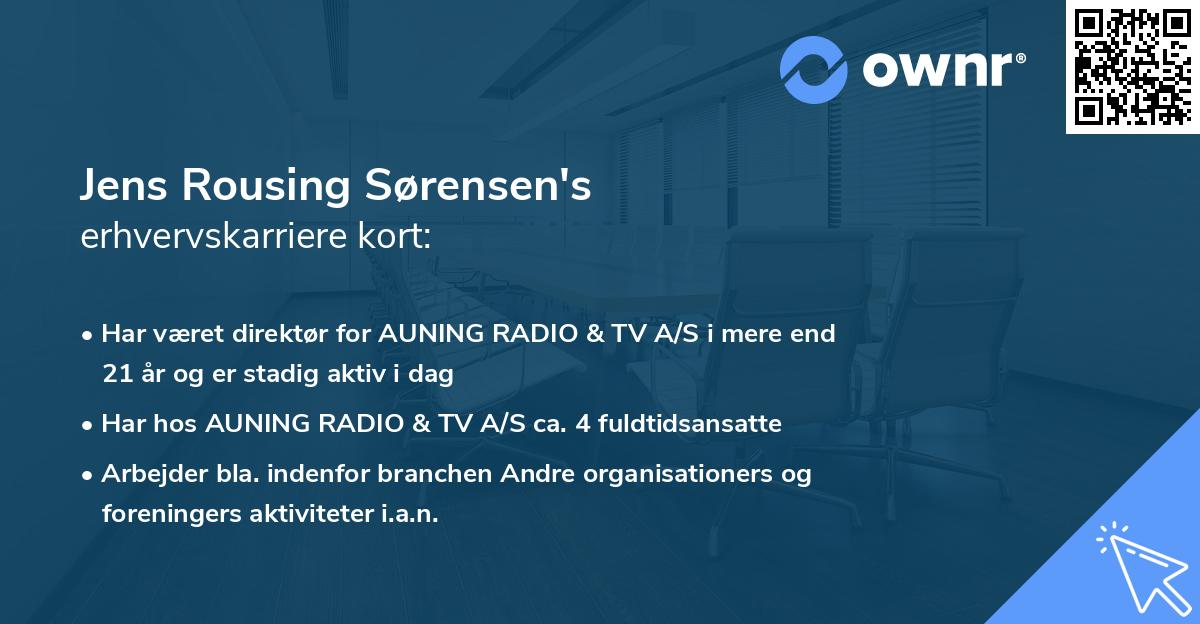 Jens Rousing Sørensen's erhvervskarriere kort