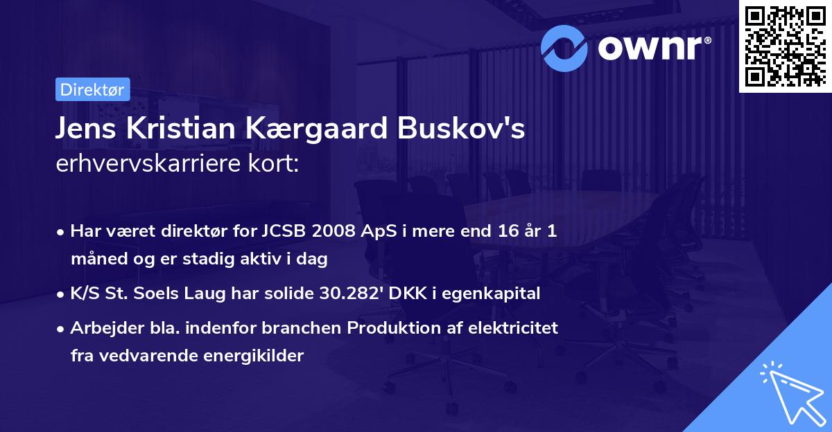 Jens Kristian Kærgaard Buskov's erhvervskarriere kort