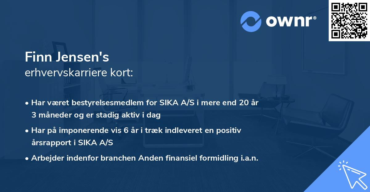 Finn Jensen's erhvervskarriere kort