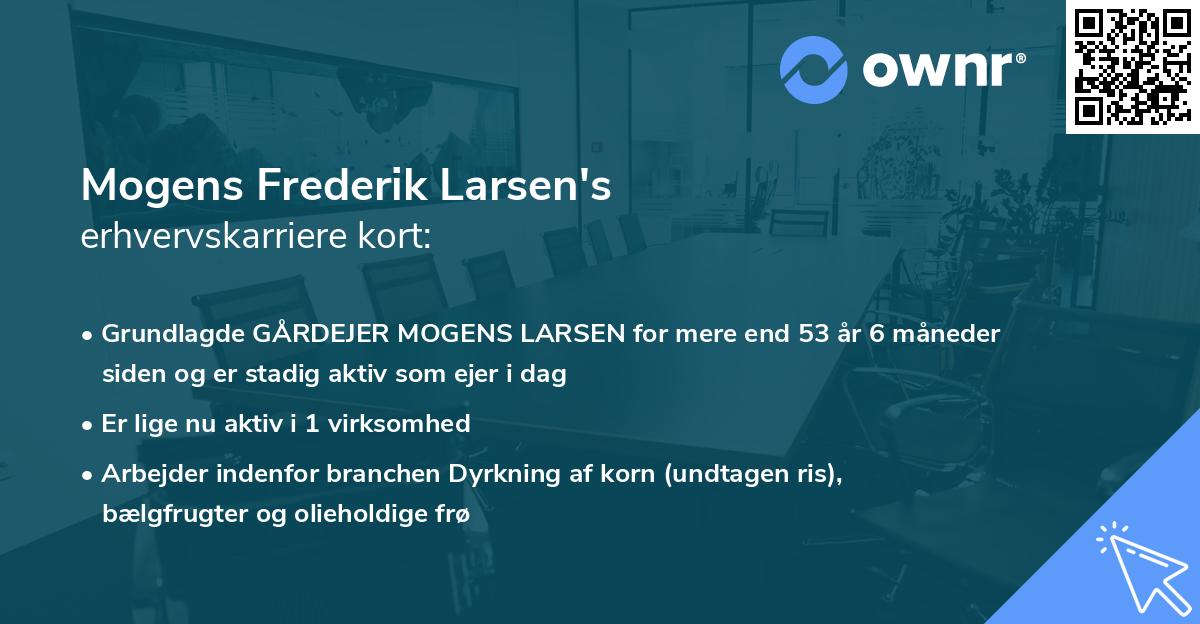 Mogens Frederik Larsen's erhvervskarriere kort