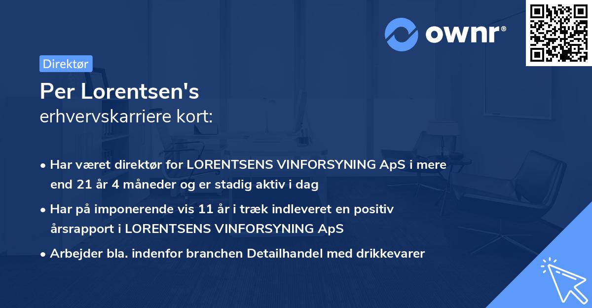 Per Lorentsen's erhvervskarriere kort