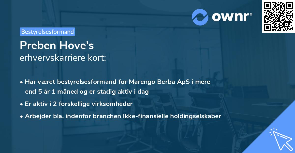 Preben Hove's erhvervskarriere kort