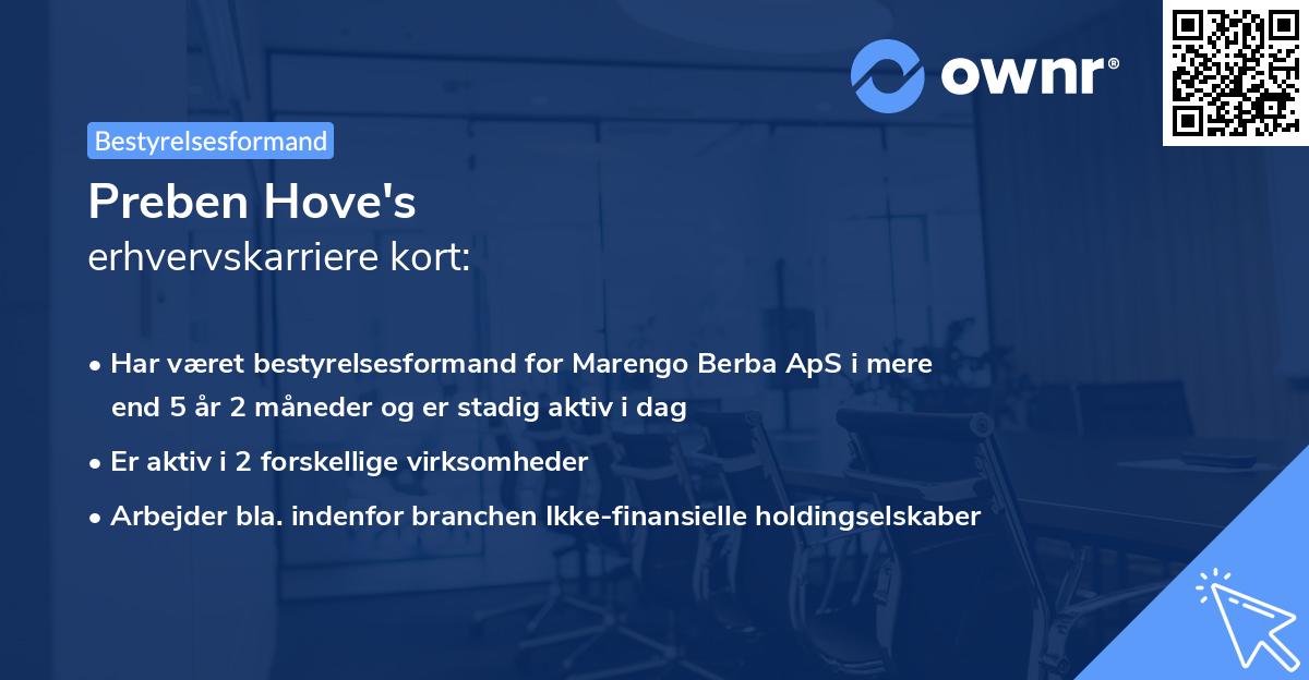Preben Hove's erhvervskarriere kort