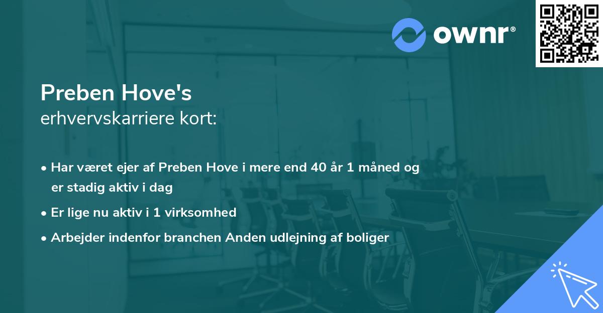 Preben Hove's erhvervskarriere kort