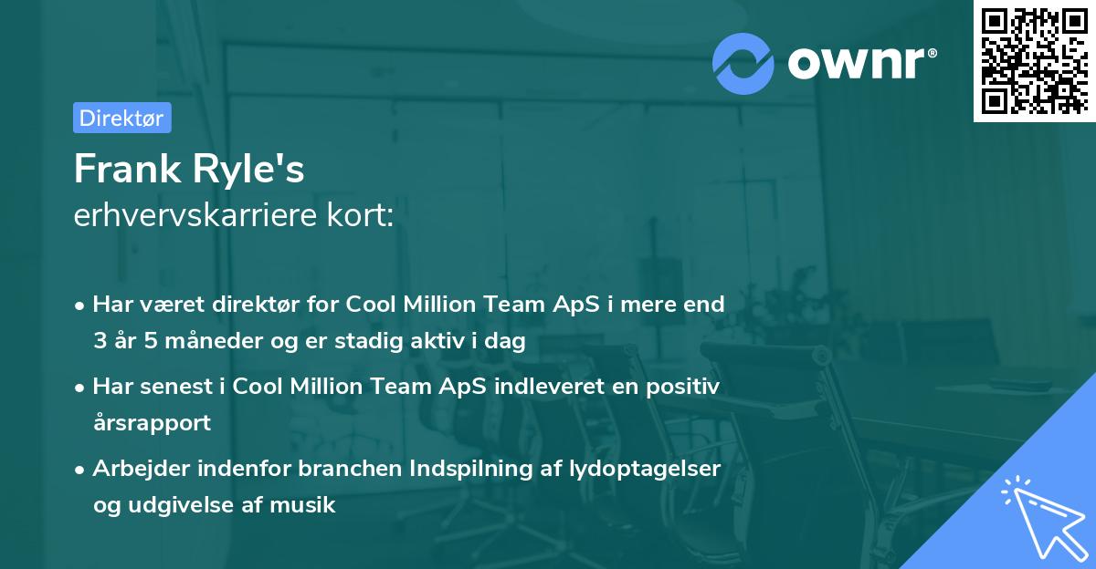 Frank Ryle's erhvervskarriere kort