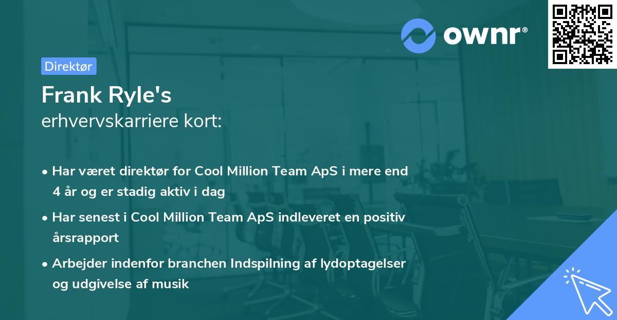 Frank Ryle's erhvervskarriere kort