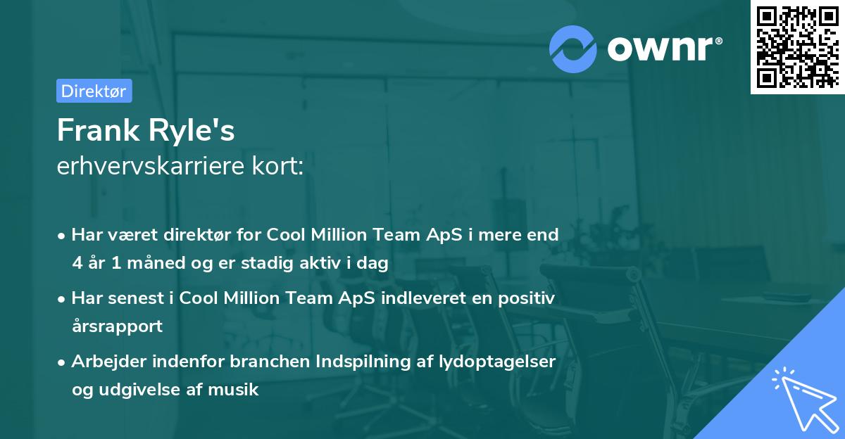 Frank Ryle's erhvervskarriere kort