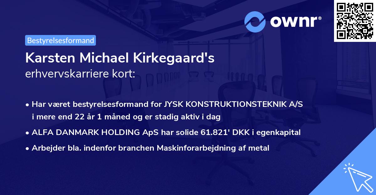 Karsten Michael Kirkegaard's erhvervskarriere kort