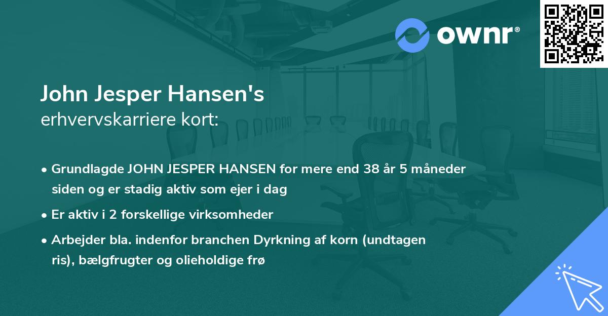 John Jesper Hansen's erhvervskarriere kort