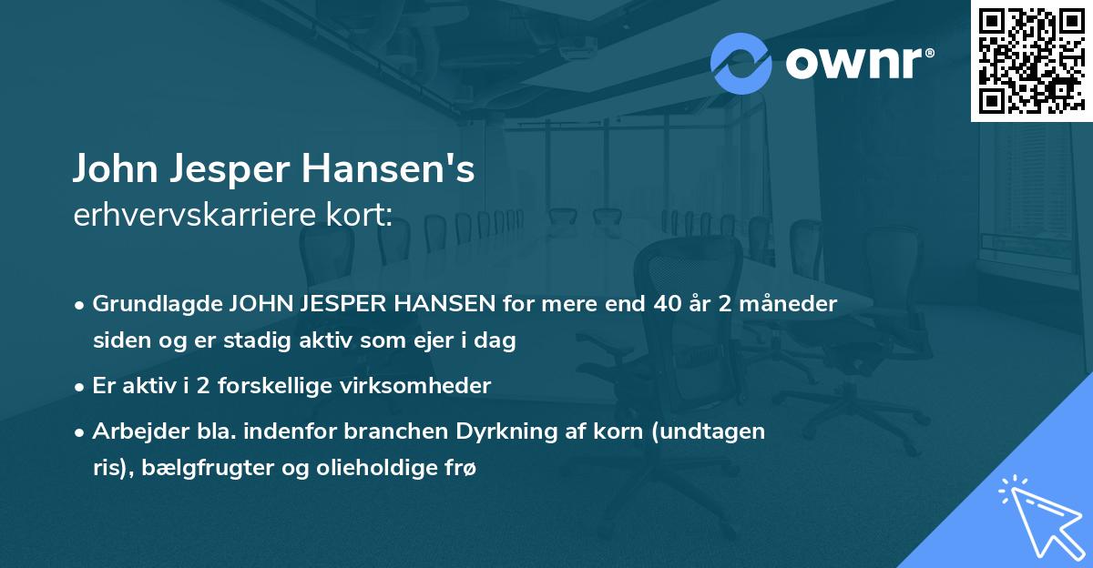John Jesper Hansen's erhvervskarriere kort