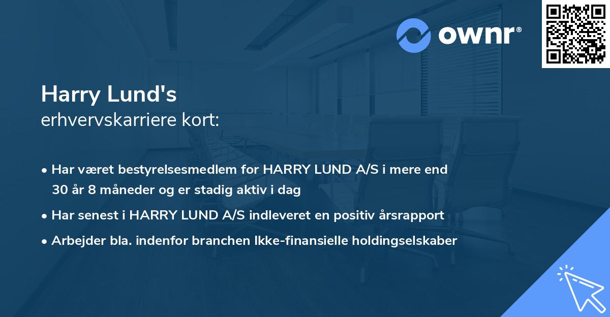 Harry Lund's erhvervskarriere kort