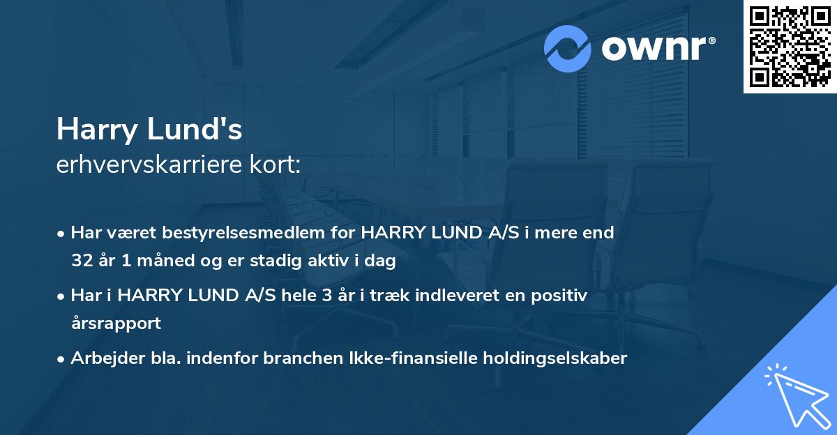 Harry Lund's erhvervskarriere kort