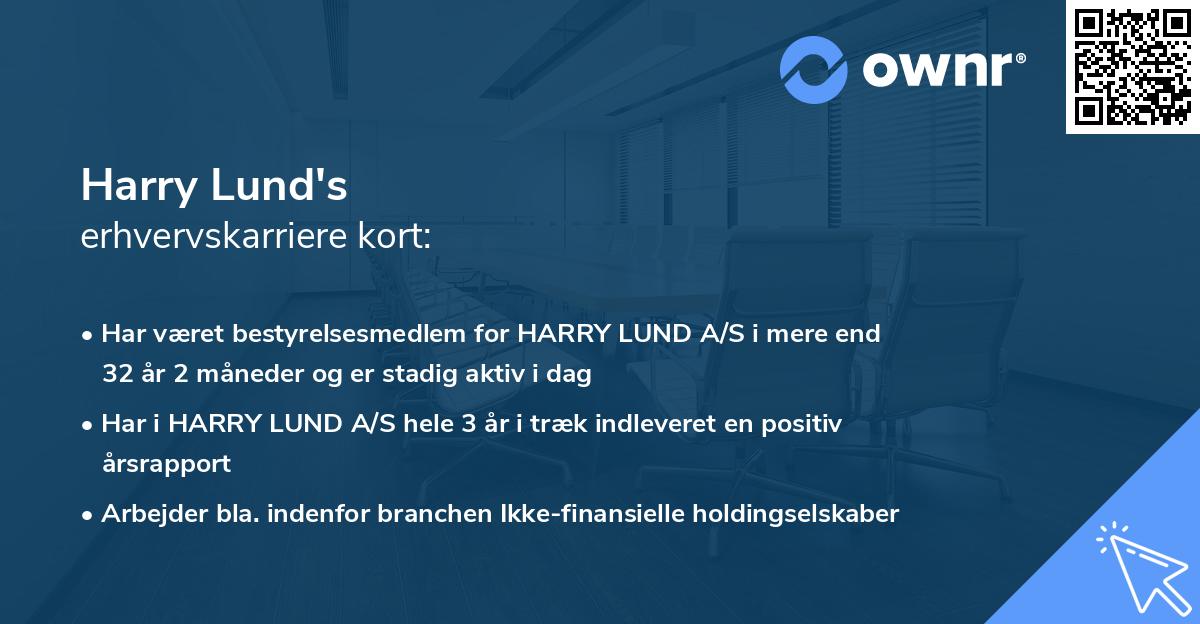 Harry Lund's erhvervskarriere kort