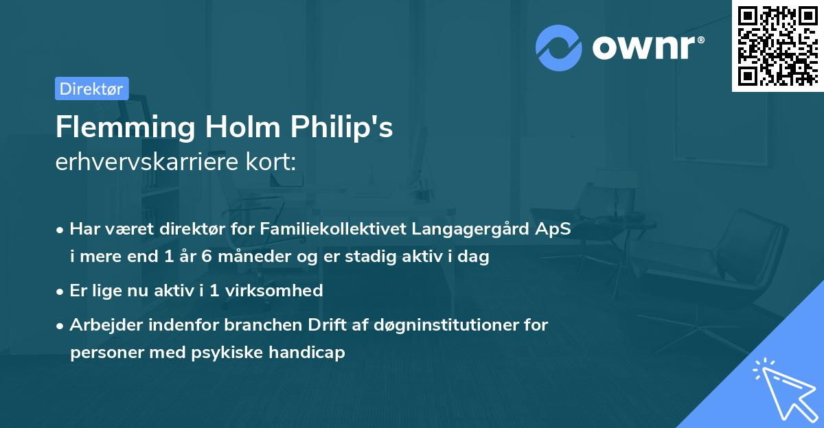 Flemming Holm Philip's erhvervskarriere kort