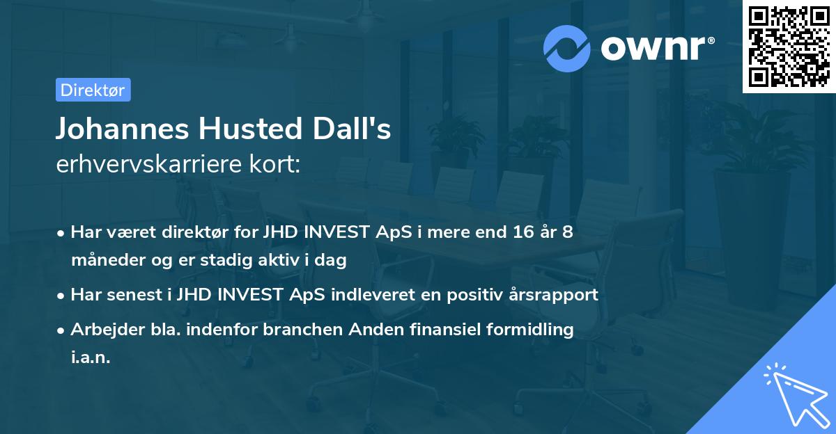 Johannes Husted Dall's erhvervskarriere kort