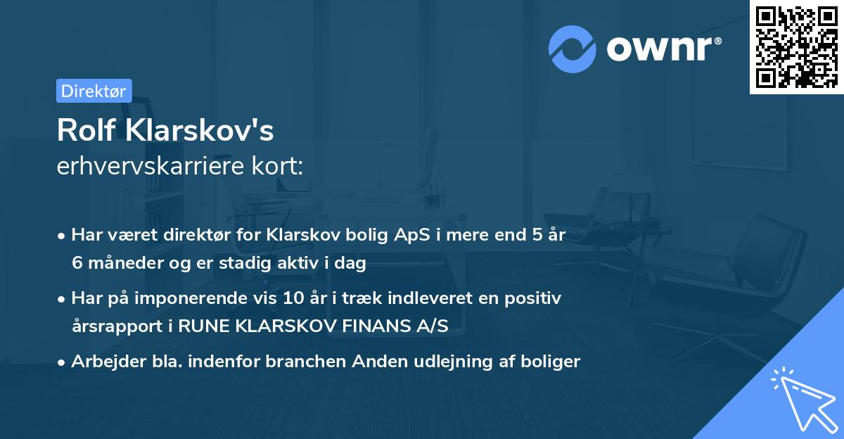 Rolf Klarskov's erhvervskarriere kort