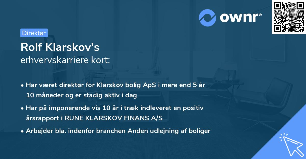 Rolf Klarskov's erhvervskarriere kort