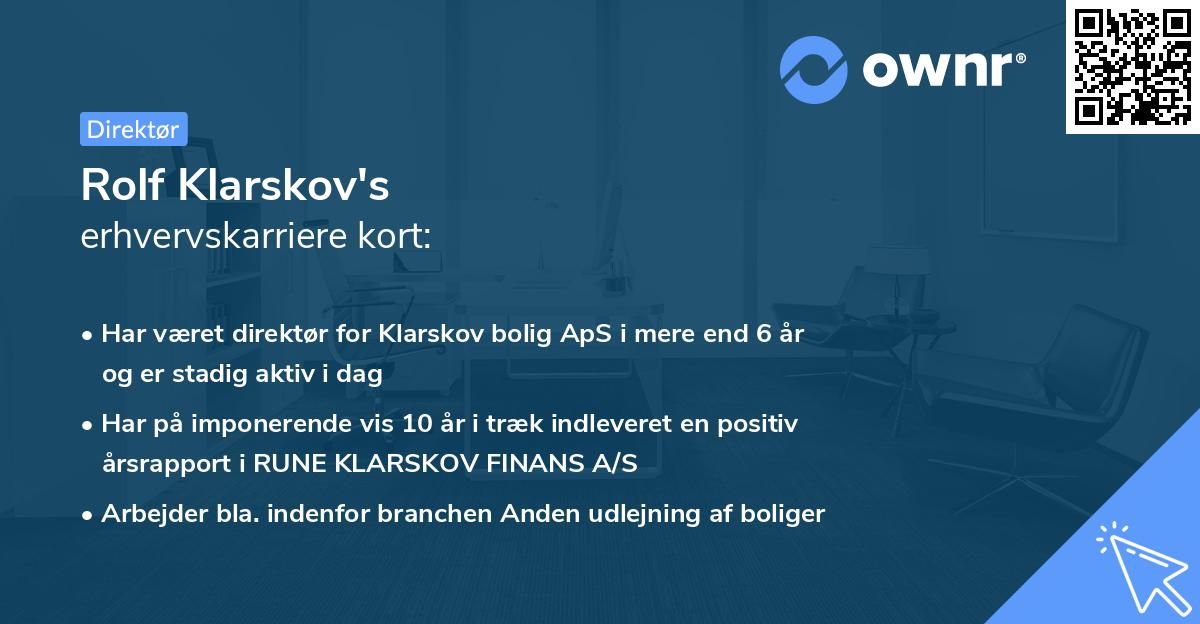 Rolf Klarskov's erhvervskarriere kort